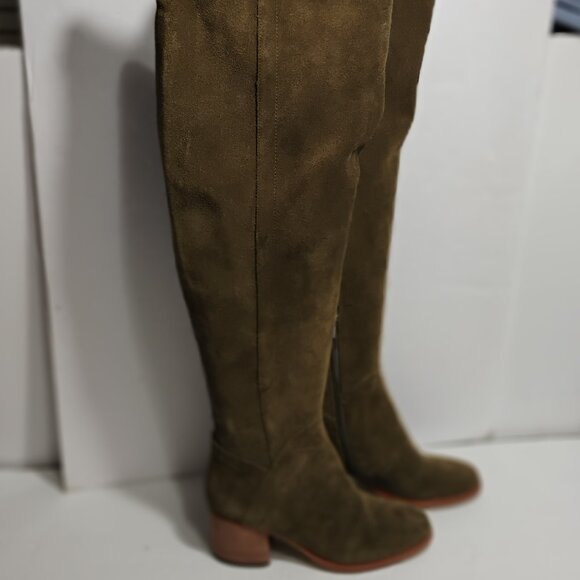 Marc Fisher WIDE CALF Suede Over the Knee Boots Womens 5M Green - Picture 5 of 15